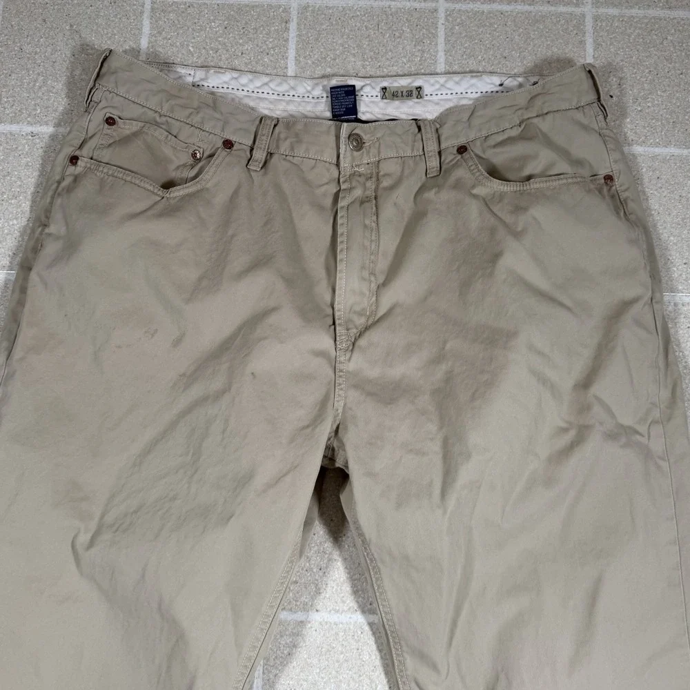 Vtg Polo Ralph Lauren 867 Pants Beige Red Flannel Lined Chino Winter Plaid 40x31